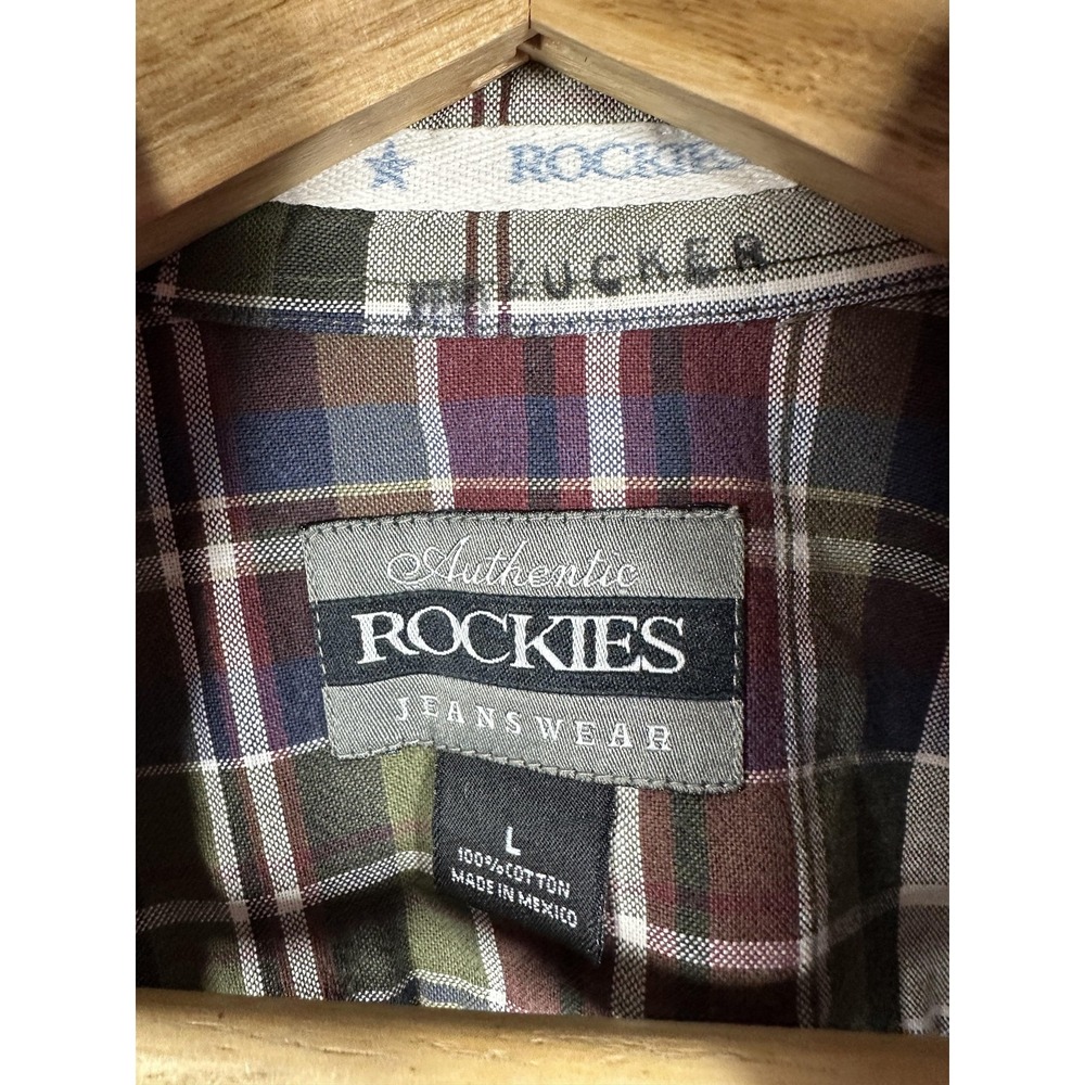 Rockies Jeanswear Shirt Mens Large Multi Plaid Button Down Cotton Long Sleeve - Picture 3 of 6